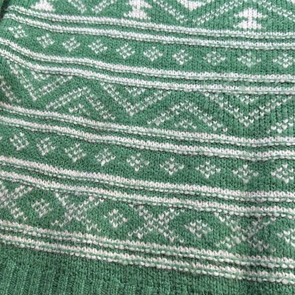 American Eagle AE Fair Isle Snowdrift Crewneck Sweater Green White Size Medium M - Picture 6 of 10